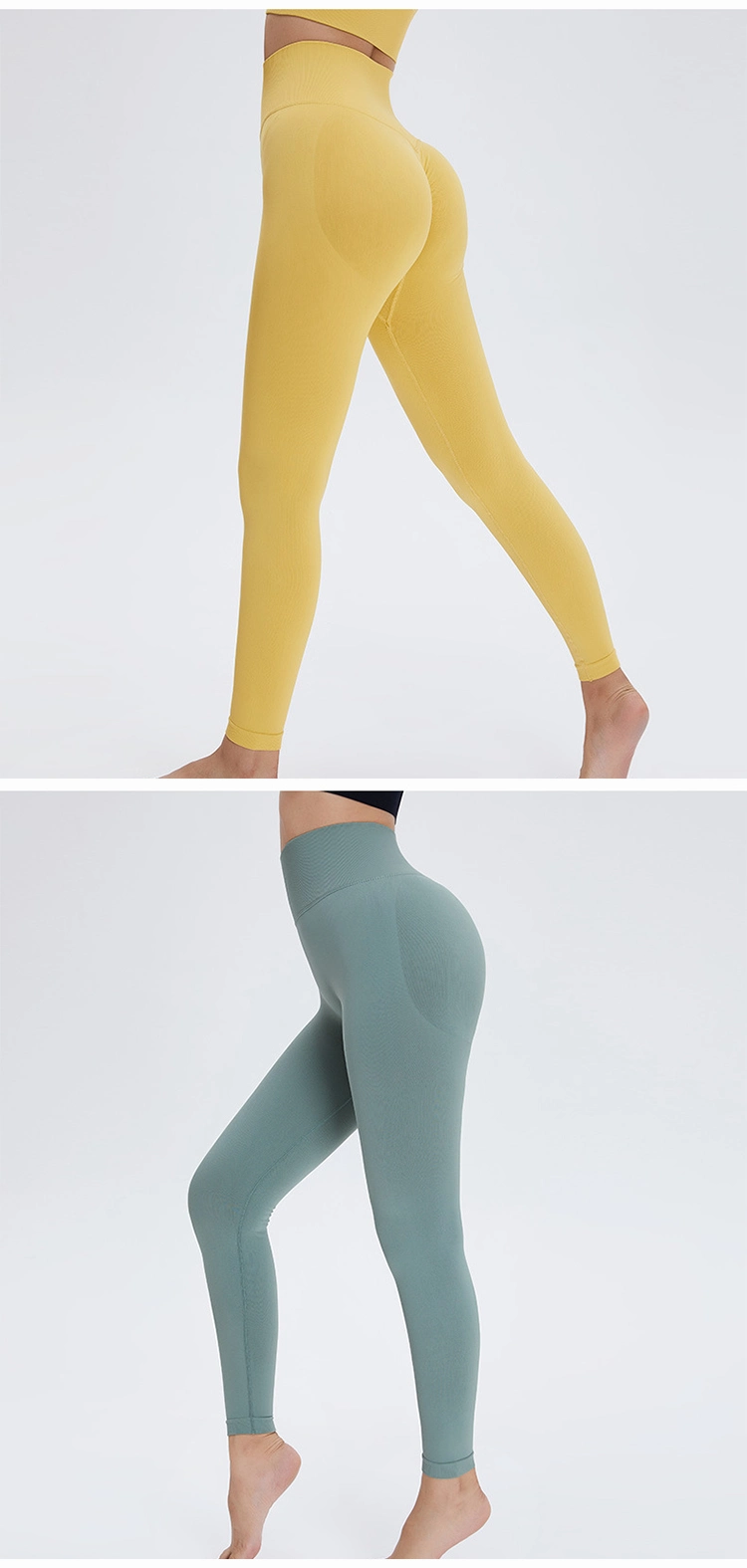 Ms0041 New Color Naked Feeling High Waist Tummy Control Yoga Leggings No T-Line Scrunch Peach Buttock Seamless Pants Girl