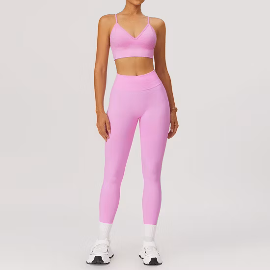 Sujetador deportivo sin costuras para mujer, traje deportivo de yoga y mallas de cintura alta, conjunto deportivo