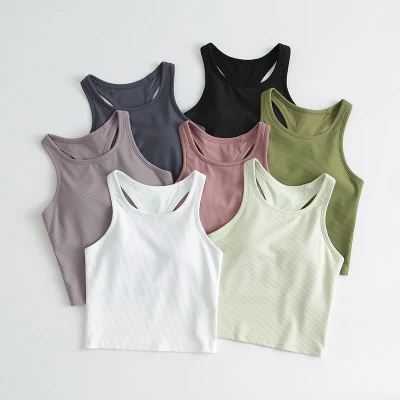 Camisetas sin mangas de verano para mujer, recortadas, acanaladas, para correr, de secado rápido, supersuaves, para yoga
