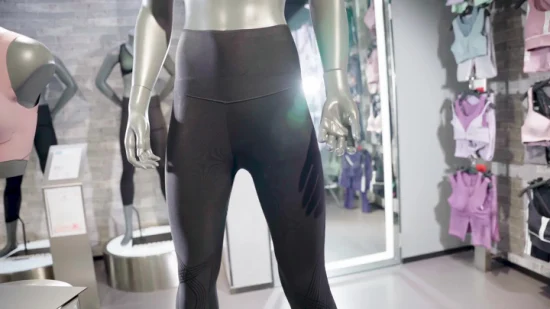 Entrenamiento de tela de nylon Running Fitness Mujer Medias Pantalones largos de yoga sin costuras