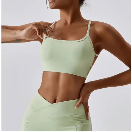 Comercio al por mayor de OEM/ODM de la mujer' S Correa Camisola Crop Tank Tops Crossover Back Yoga Bra Quick Dry Fitness Gym Active Workout Wear Sports Bras