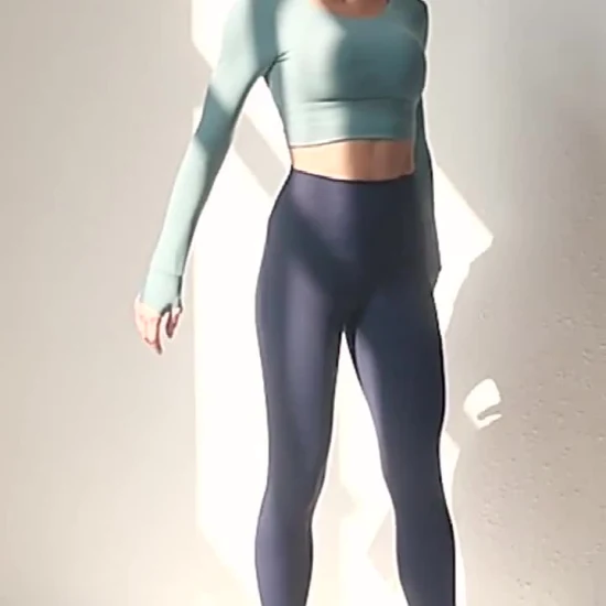Otoño Invierno deportes Fitness Yoga ropa mujer Cross Sexy Crop Top alto elástico Long Leeved Gym Fitness Top